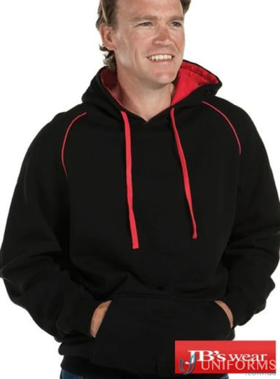 JBs 3CFH Adults Contrast Fleecy Hoodie in Black/Red