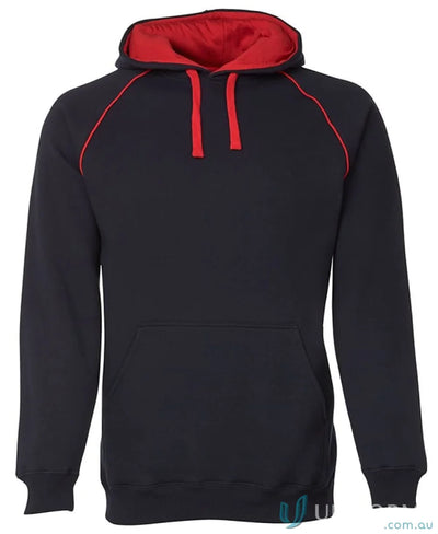 JBs 3CFH Adults Contrast Fleecy Hoodie in Black/Red