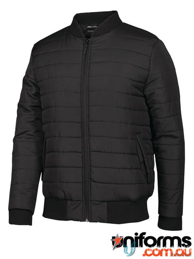 Black quilted bomber jacket with hand pockets water-shedding polyester pongee shell Adults Puffer
