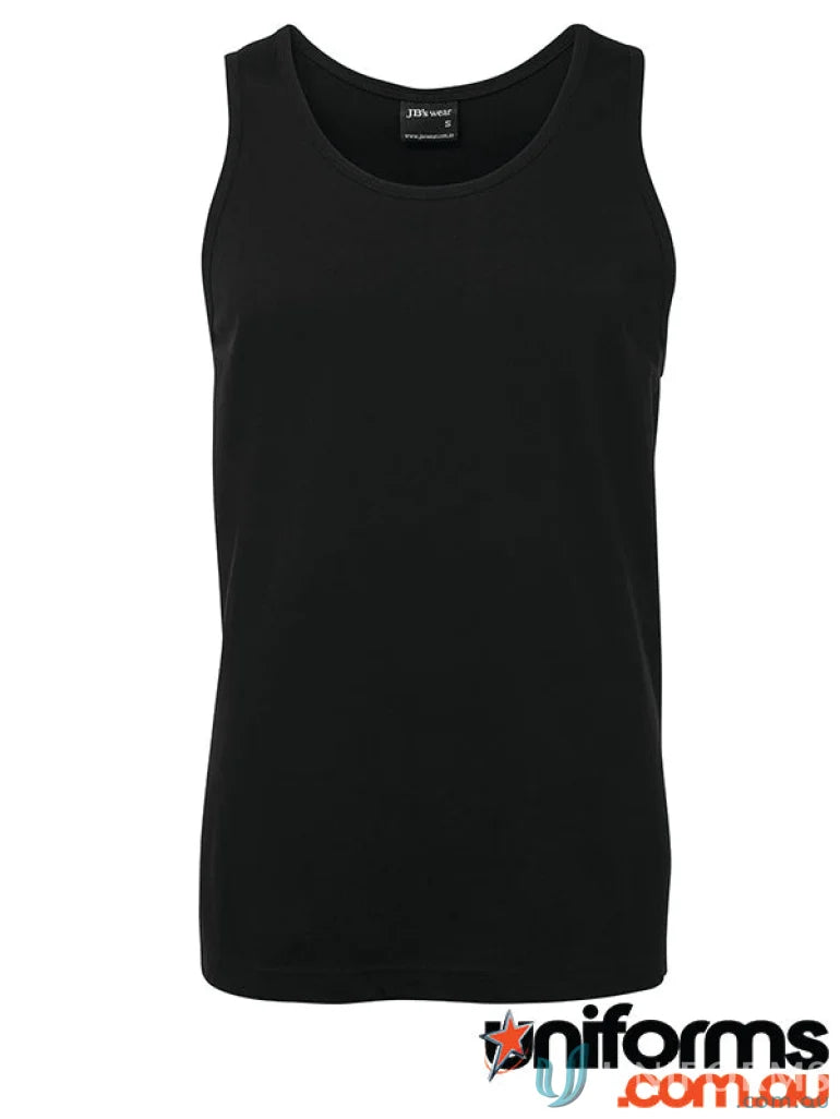 Black tank top from JBs Adults Singlet made with ring-spun jersey knit for all-day comfort