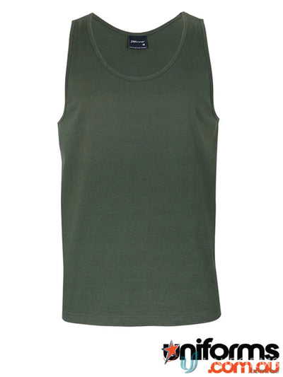 Olive green JBs Adults Singlet in ring-spun jersey knit for all-day comfort
