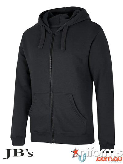Black JBs Adults Zip Hoodie in urban fit, perfect for streetwear style