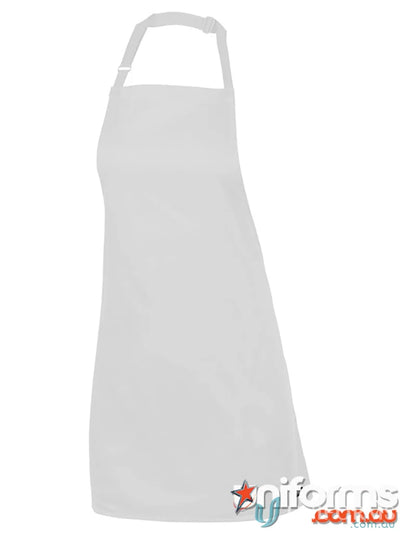White adjustable bib apron perfect for work uniforms and stylish workwear