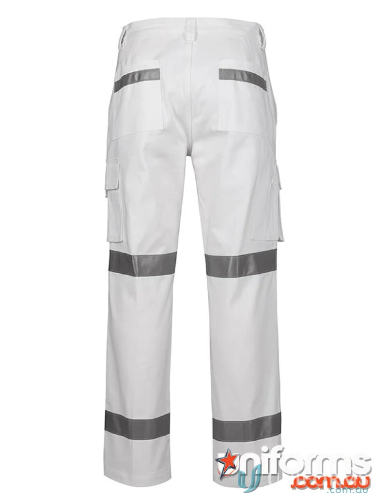 White work pants with reflective tape and cargo pockets from JBs Bio Motion Night Pant workwear