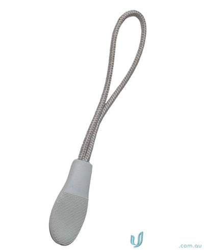 Light gray JB’s Changeable Zip Puller with textured grip and looped cord for easy use