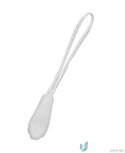 White jb’s changeable zip puller with cord loop and teardrop grip for easy replacement