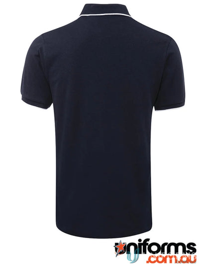 Navy cotton face polo with white trim from JBs Colours, perfect urban fit style