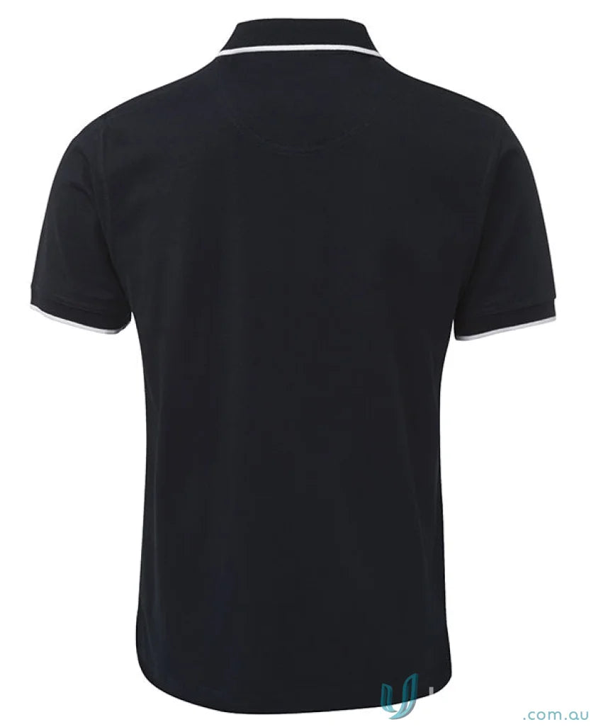 Black JBs Cotton Tipping Polo with white trim, stylish tipping polo code and UPF protection