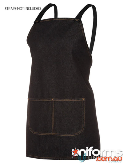 Black denim apron with pockets from JB’S Cross Back Workwear, perfect for uniforms