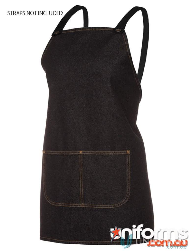 Black denim apron with pockets from JB’S Cross Back Workwear, perfect for uniforms