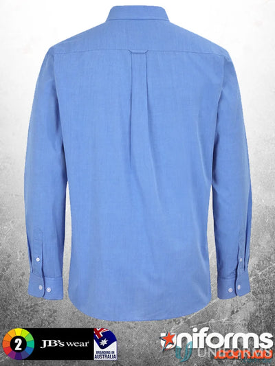 Light blue JBs Fine Chambray LS Shirt with chest pocket and 2-piece button-down collar