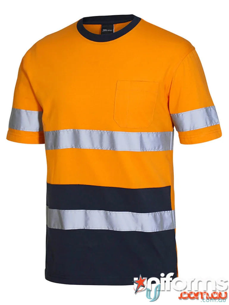 Orange and navy blue safety t-shirt with reflective stripes from JBs Hi Vis extra large Australian standards