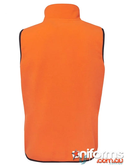 Orange fleece vest perfect for workwear and work uniforms in JBs Hi Vis Polar Vest