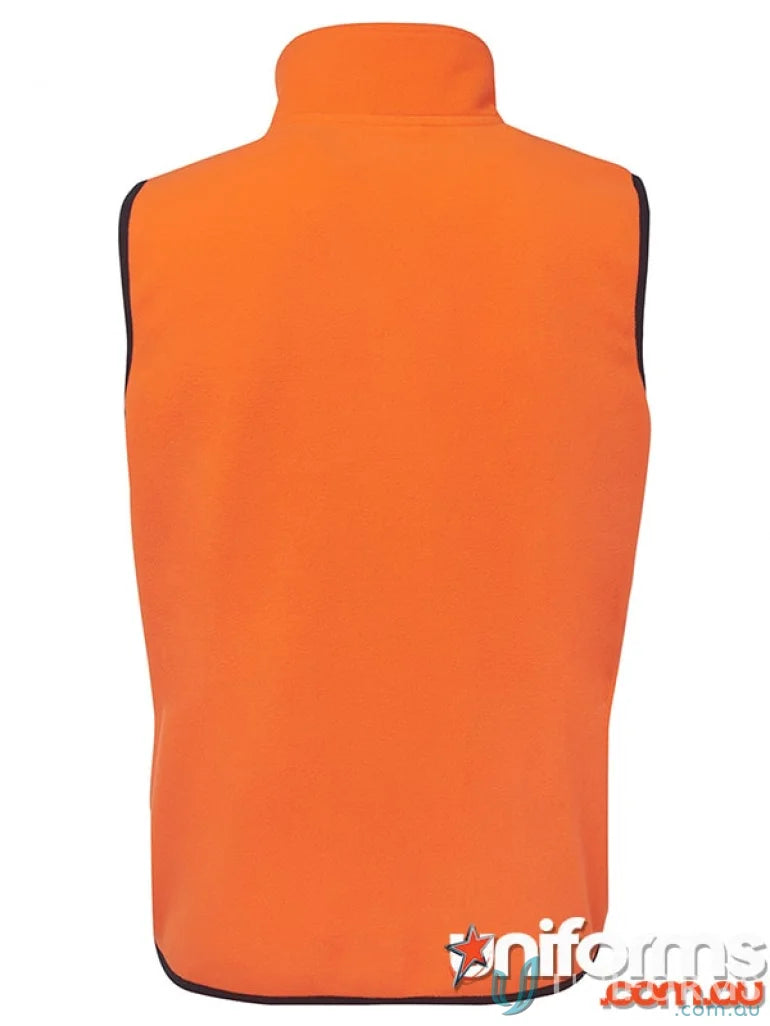 Orange fleece vest perfect for workwear and work uniforms in JBs Hi Vis Polar Vest