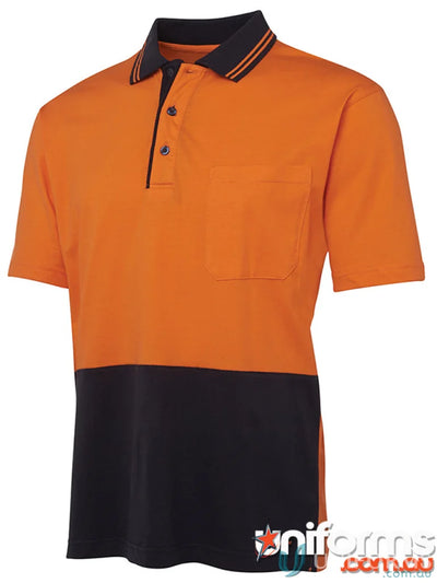 Orange and black Polo shirt from JBS Hi Vis S/S Cotton workwear uniform collection