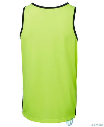 Neon green JBs Dri moisture-wicking tank top with black trim for work uniforms