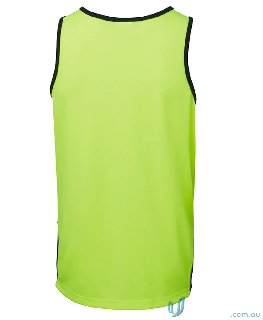Neon green JBs Dri moisture-wicking tank top with black trim for work uniforms