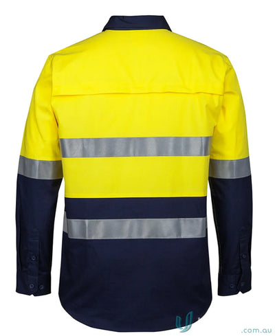 JBs HiVis D+N Close Front Work Shirt with high-vis colors and reflective stripes for work uniforms