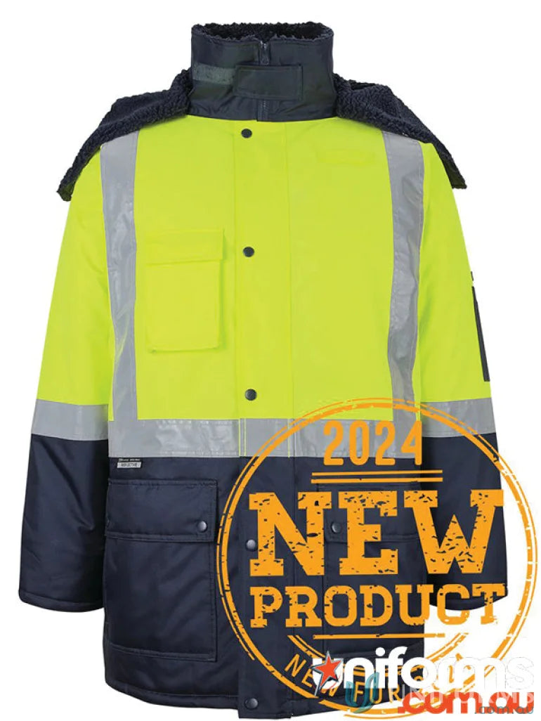 High visibility JB’s HiVis D+N Feezer Jacket with detachable hood and UPF protection