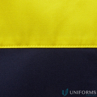 Two-tone fabric with visible stitching on JBs HiVis L/S 190g Shirt, perfect for NZS workwear and uniforms