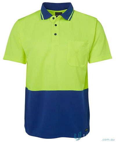 Two-tone short-sleeved polo shirt in lime navy and orange navy infant sizes for kids