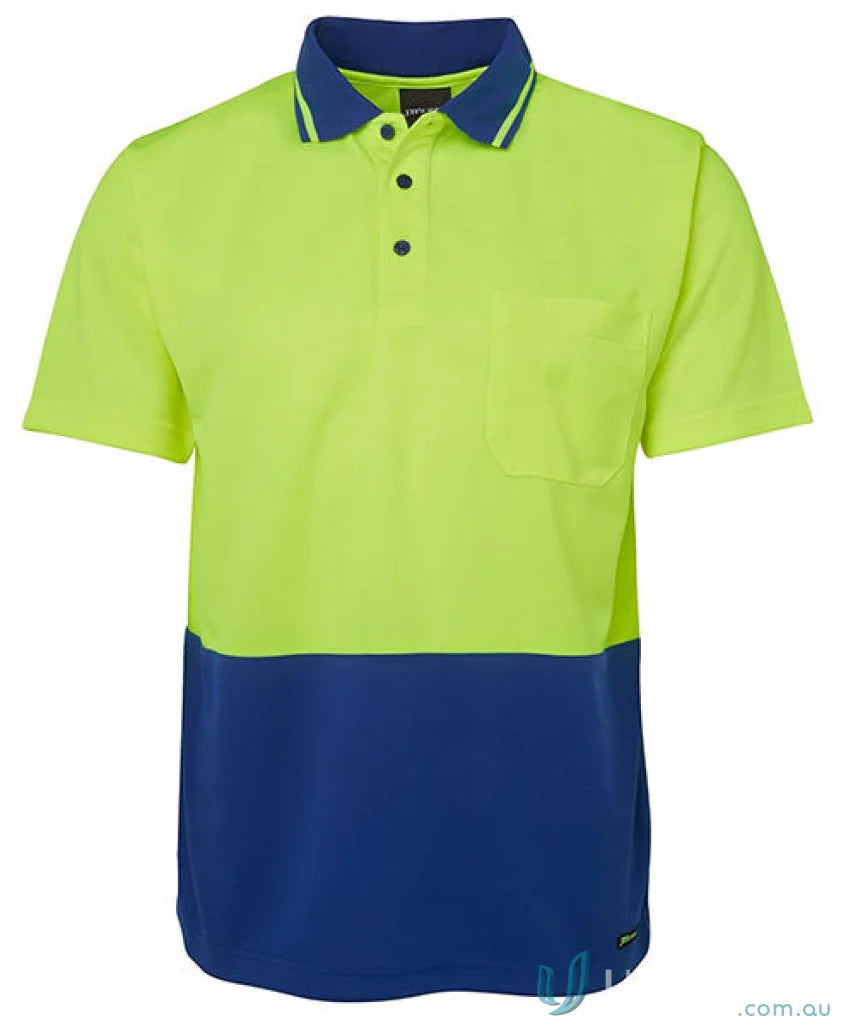 Two-tone short-sleeved polo shirt in lime navy and orange navy infant sizes for kids