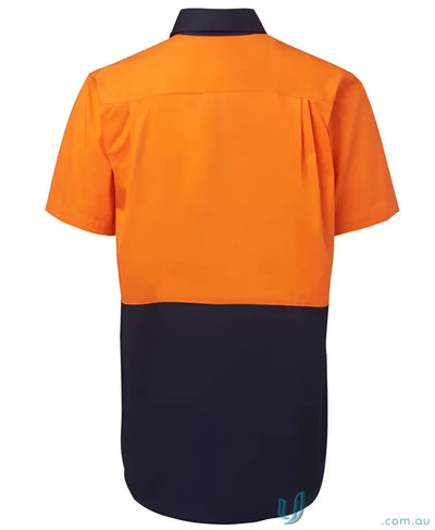 Orange and navy JBs HiVis S/S 190g Shirt, great stress points workwear for uniforms