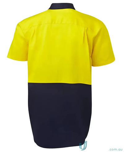 Two-tone work shirt from JBs HiVis S/S 190g Workwear with stress points for durability
