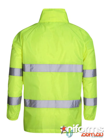 Bright yellow JB’s HV Biomotion Jacket with reflective stripes, extra large comfy fit waterproof protection
