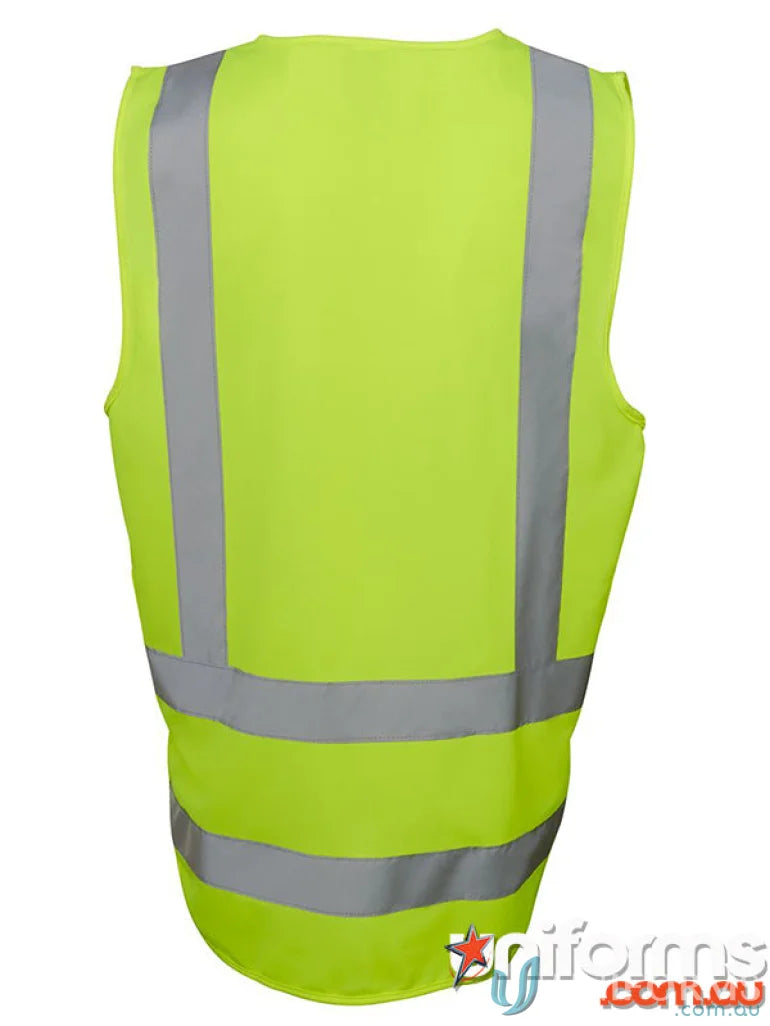 Neon yellow safety vest with reflective stripes meets Australian safety standards for work uniforms