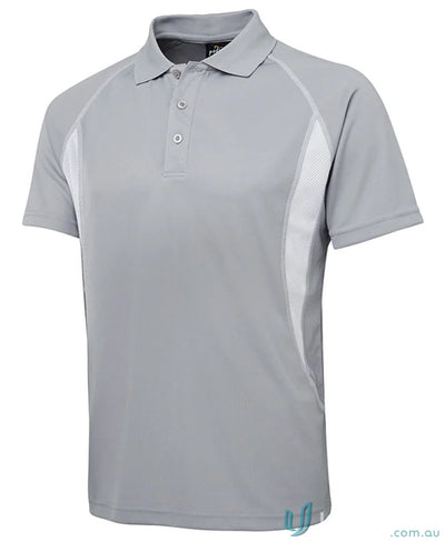 Gray JBs Insert Poly Polo shirt made with podium cool moisture-wicking pique knit fabric