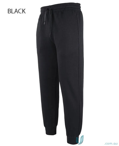 Black JB’s Kid’s Cuffed Track Pants with 280gsm fleece and drawstring waist