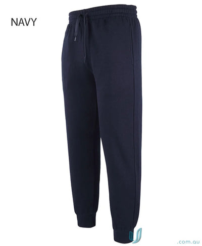 Navy blue JB’s Kid’s Cuffed Track Pants with 280gsm fleece and elastic cuffs