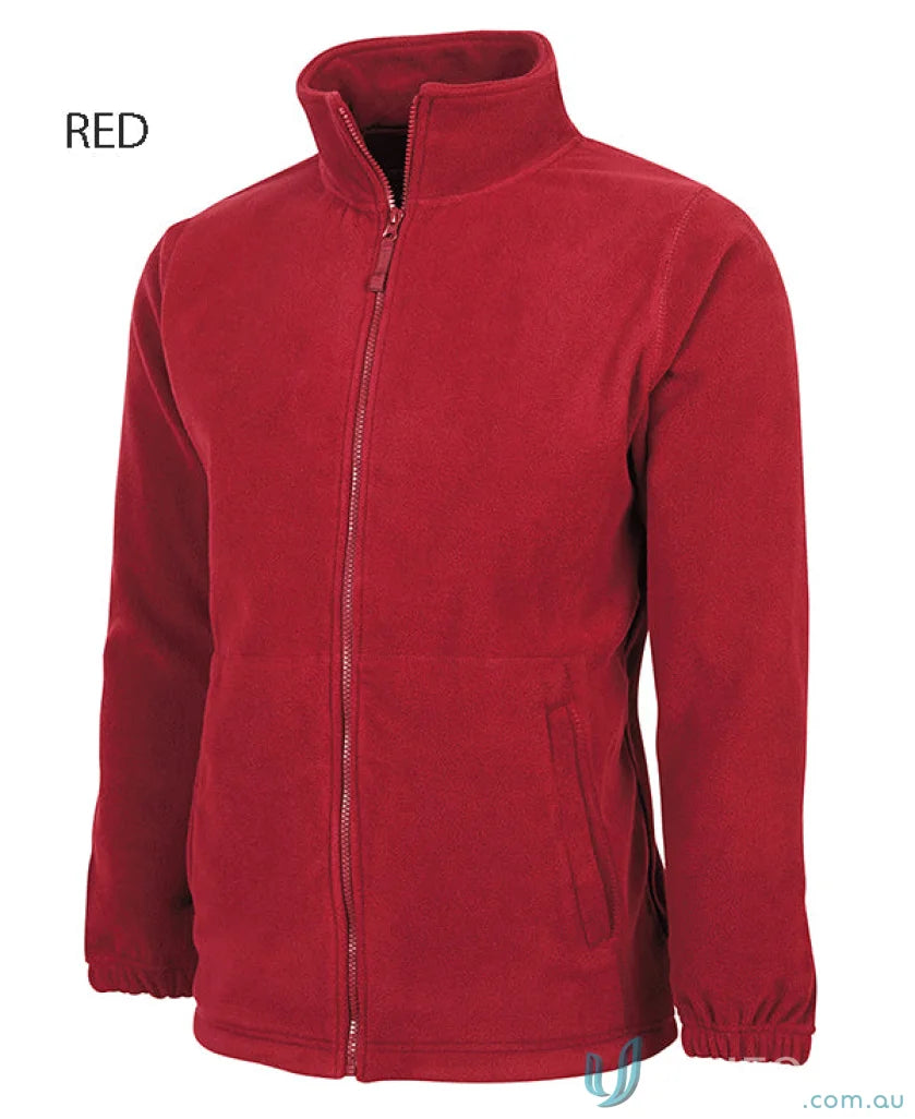 Red fleece jacket in JBs Kids Full Zip Polar featuring low-pill polar fleece and JBs Kids Zip