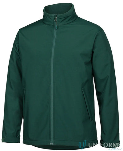 Kids dark green softshell jacket with interchangeable zip puller and side pockets