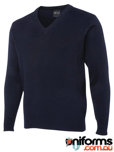 Navy blue V-neck sweater from JBs Knitted Jumper line with natural warmth and soft feel
