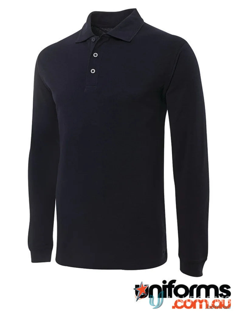 Black JBs Long Sleeve 210 Polo with reinforced herringbone tape and UPF protection