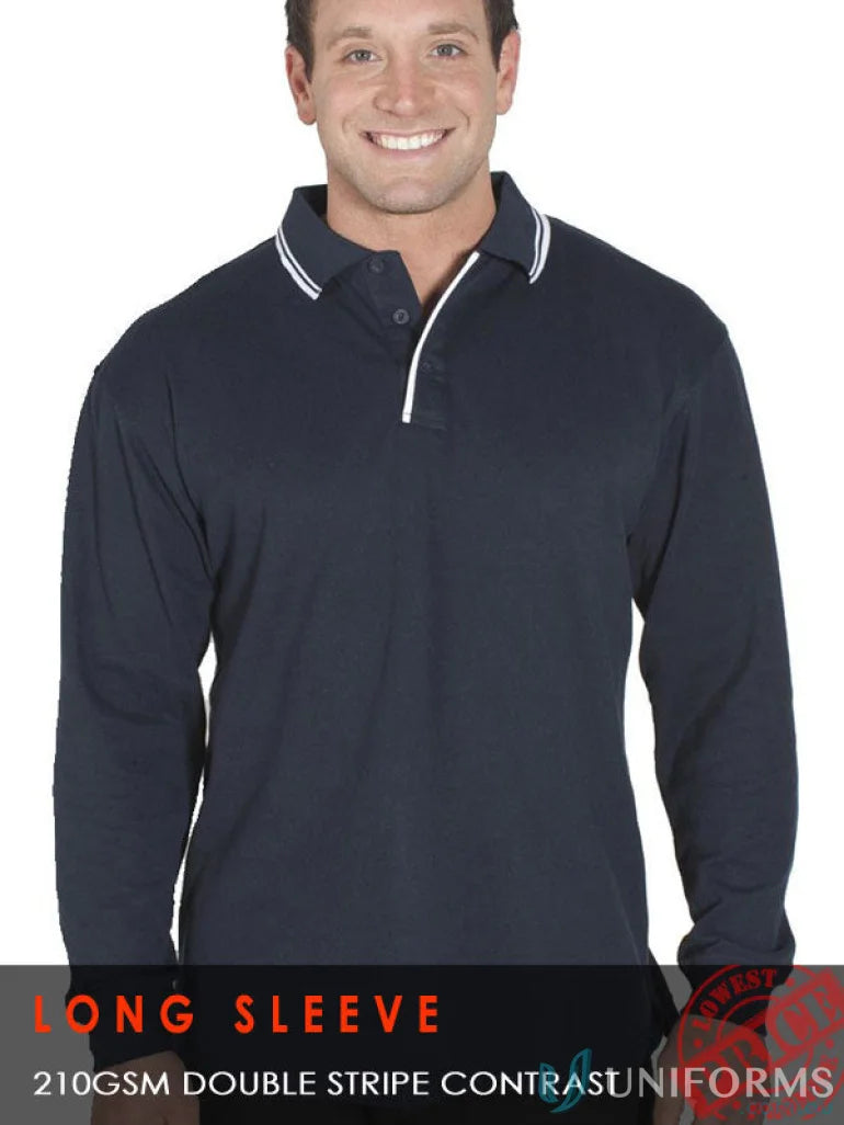 Navy long-sleeve contrast polo 210xc JBs Long Sleeve Classic Fit shirt
