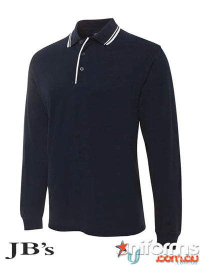 Navy long-sleeved contrast polo 210xc by JBs Long Sleeve in classic fit