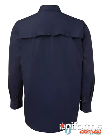 Navy blue long-sleeved workwear shirt from JBs LS Light Work Shirt collection