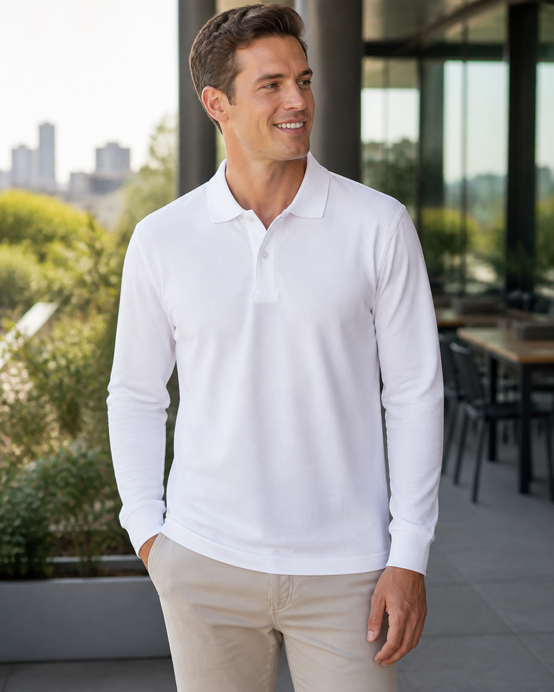 JBs L/S Pique Polo on Australian male model