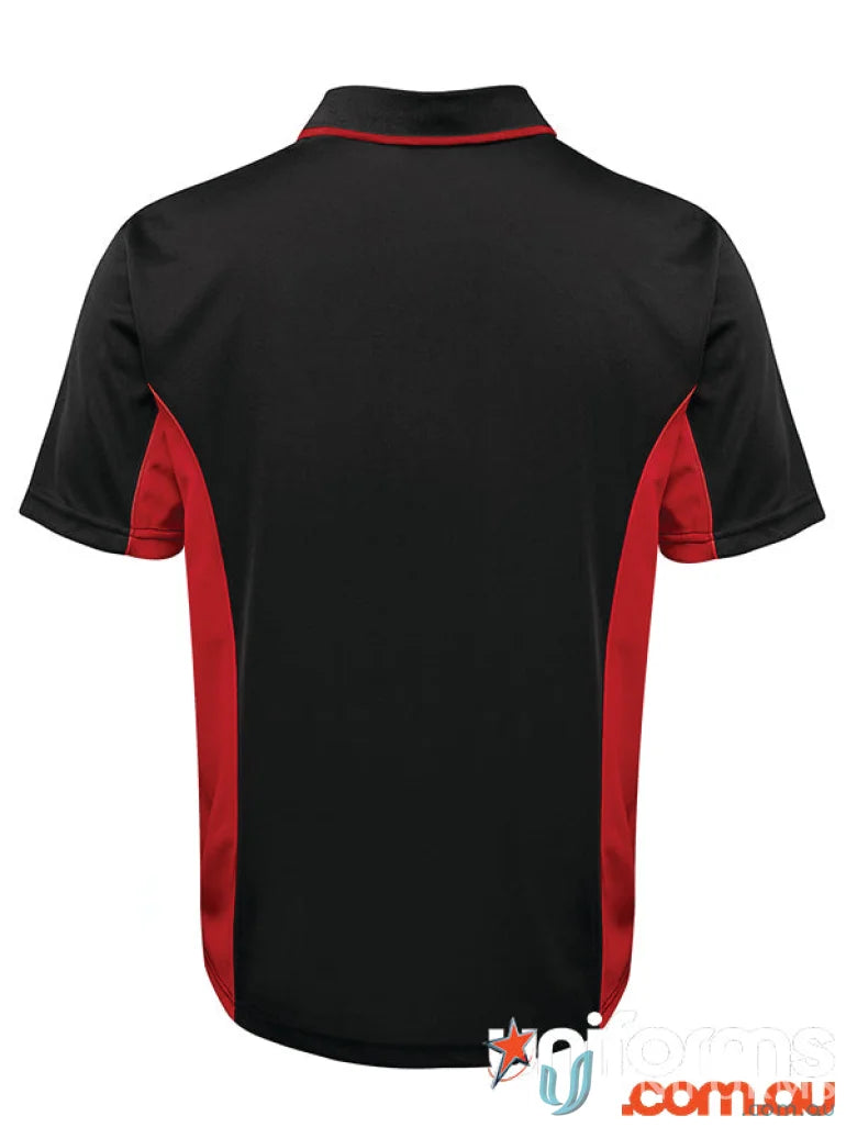 Black and red JBs Podium Contrast Polo with Podium Cool moisture-wicking fabric