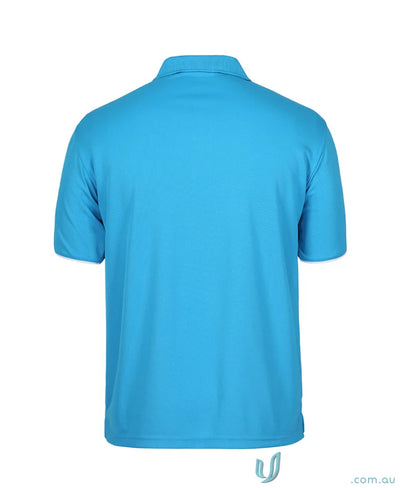 Turquoise JBs Podium Cool polo with dual-color body panel and moisture-wicking tech