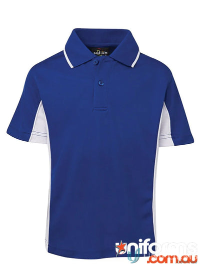 Blue and white kids contrast polo shirt from JBs Podium Kids collection