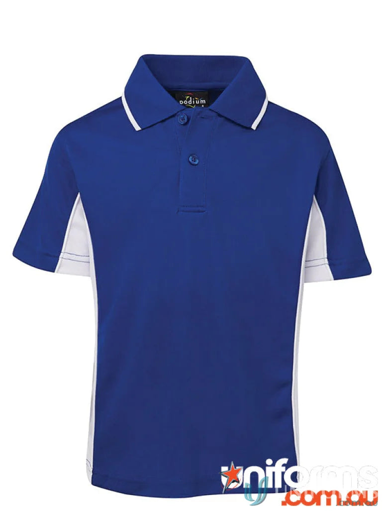 Blue and white kids contrast polo shirt from JBs Podium Kids collection