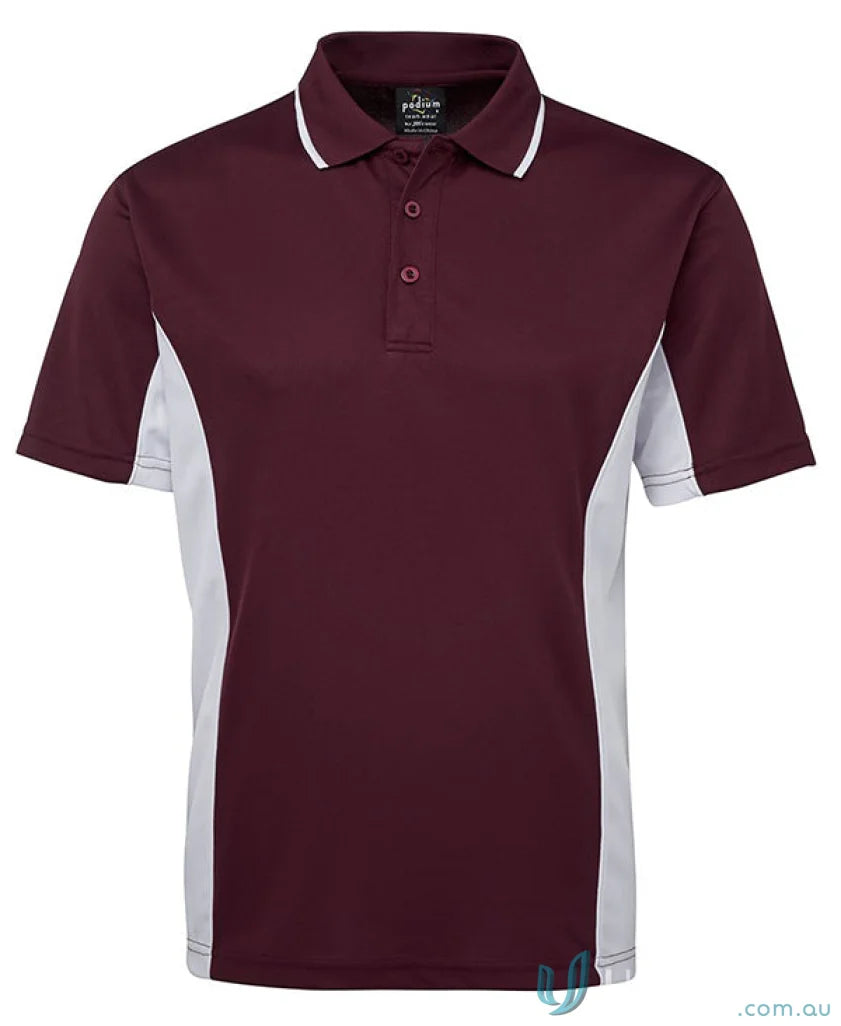 Kids contrast polo shirt in maroon and white from JBs Podium Kids collection