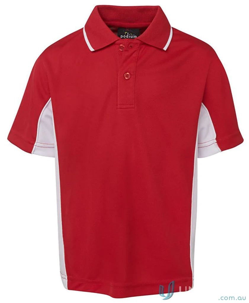 Red and white jbs podium kids contrast polo shirt for kids casual style