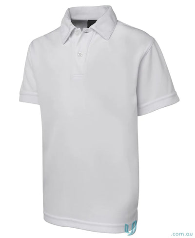 White short-sleeved jersey for kids from JBs Podium Kids Poly Polo collection