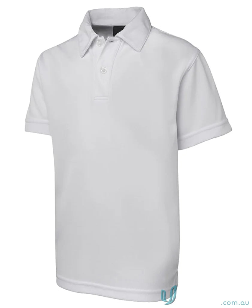 White short-sleeved jersey for kids from JBs Podium Kids Poly Polo collection