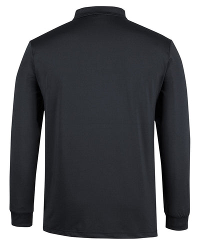 JBs Podium long sleeve stretch polo 7STL in black with ribbed collar cuffs